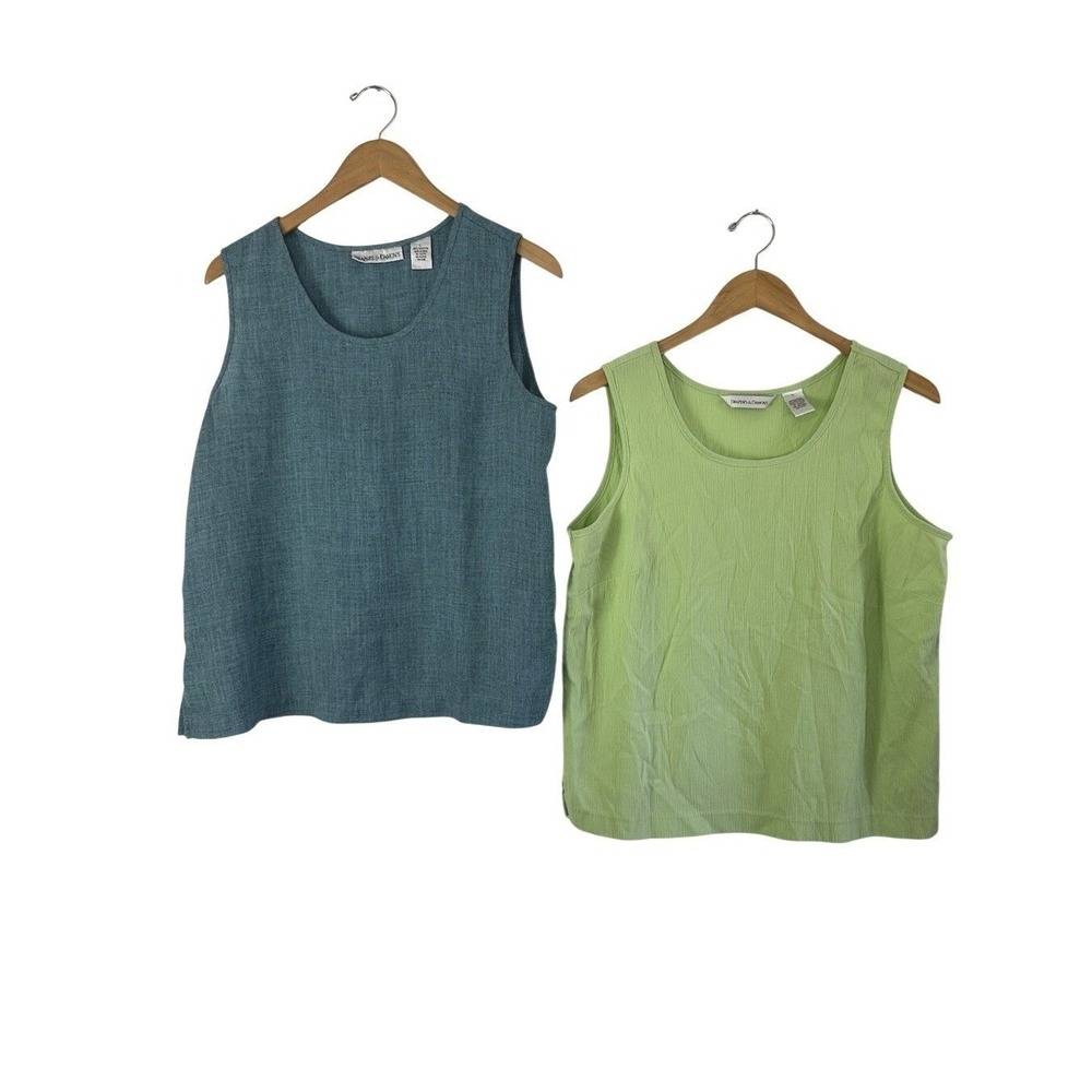 Drapers & Damons Lot of 2‎ Tanks Womens Large Green Blue Career Casual Colorful